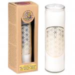 Bougie parfumée Fleur de Vie blanche et or